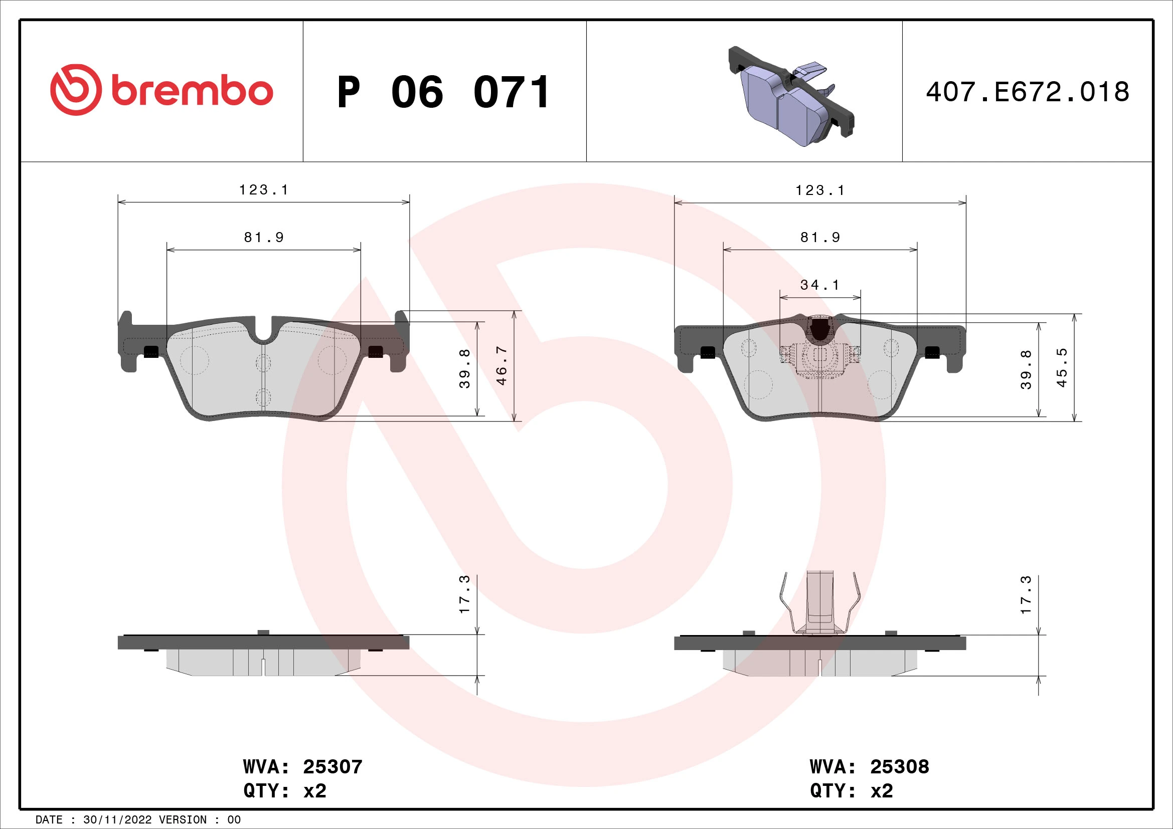 Brake Pad Set, disc brake PRIME LINE P 06 071