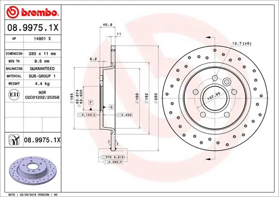 Brake Disc XTRA LINE - Xtra 08.9975.1X