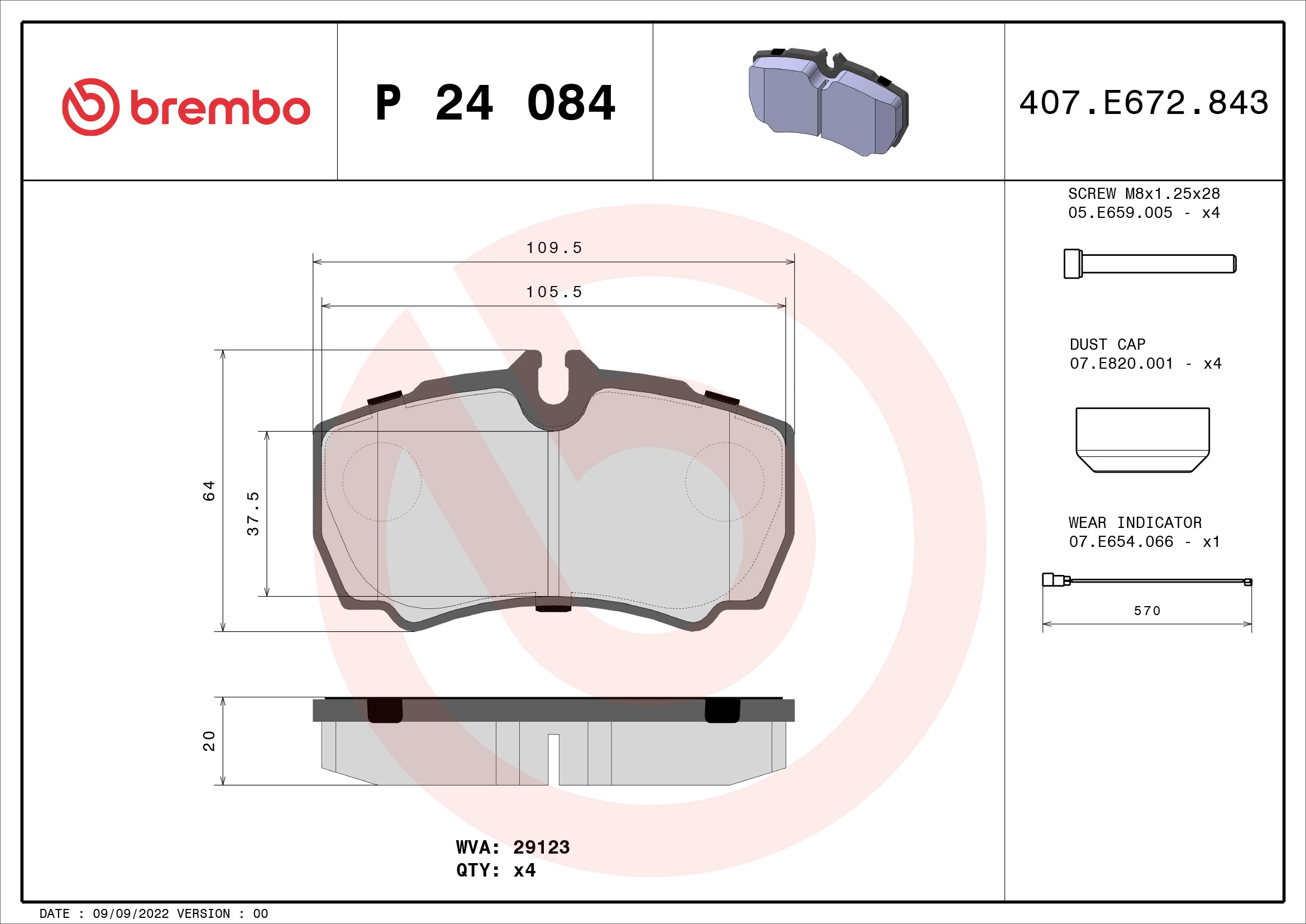 Brake Pad Set, disc brake PRIME LINE P 24 084