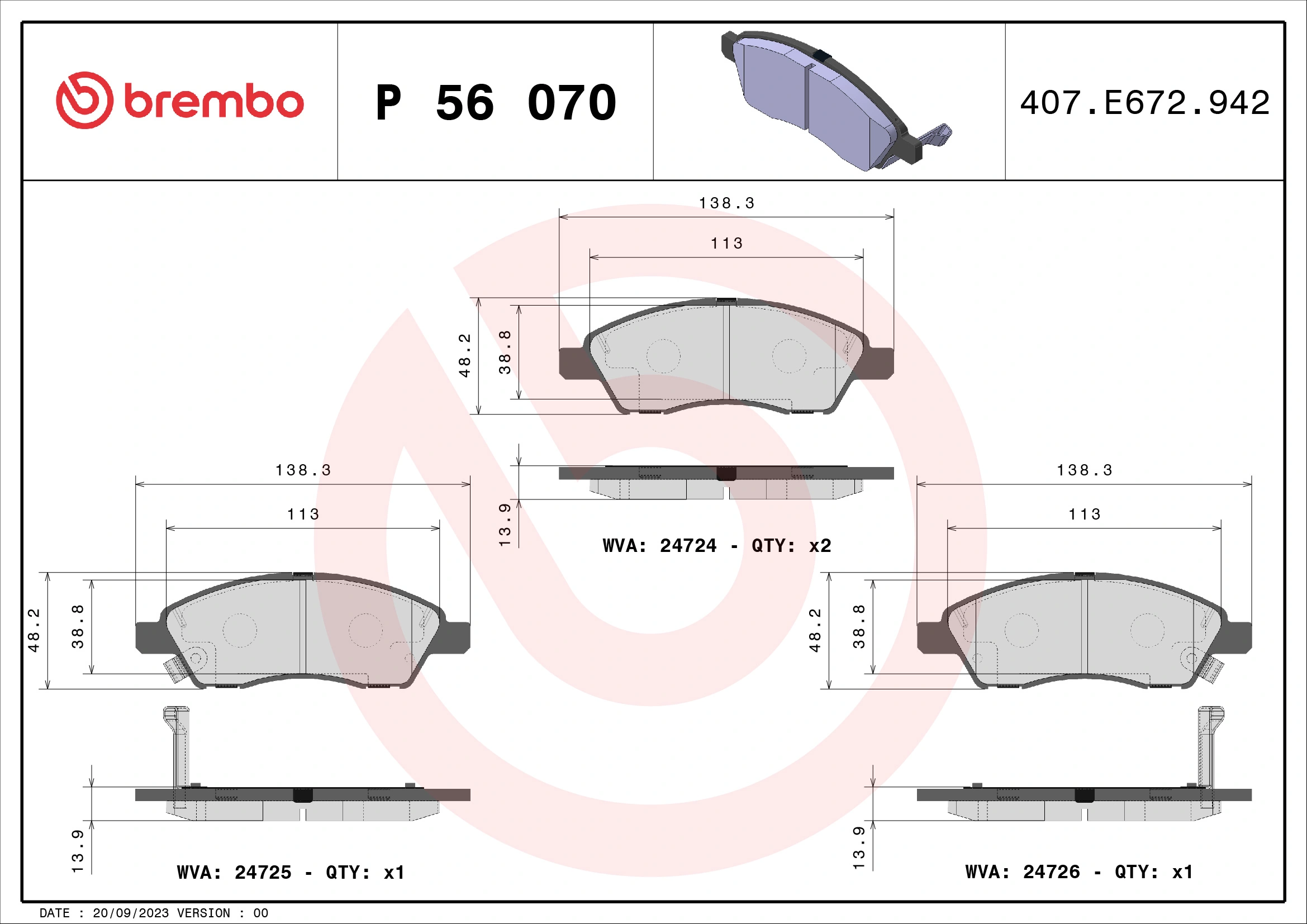 Brake Pad Set, disc brake PRIME LINE P 56 070