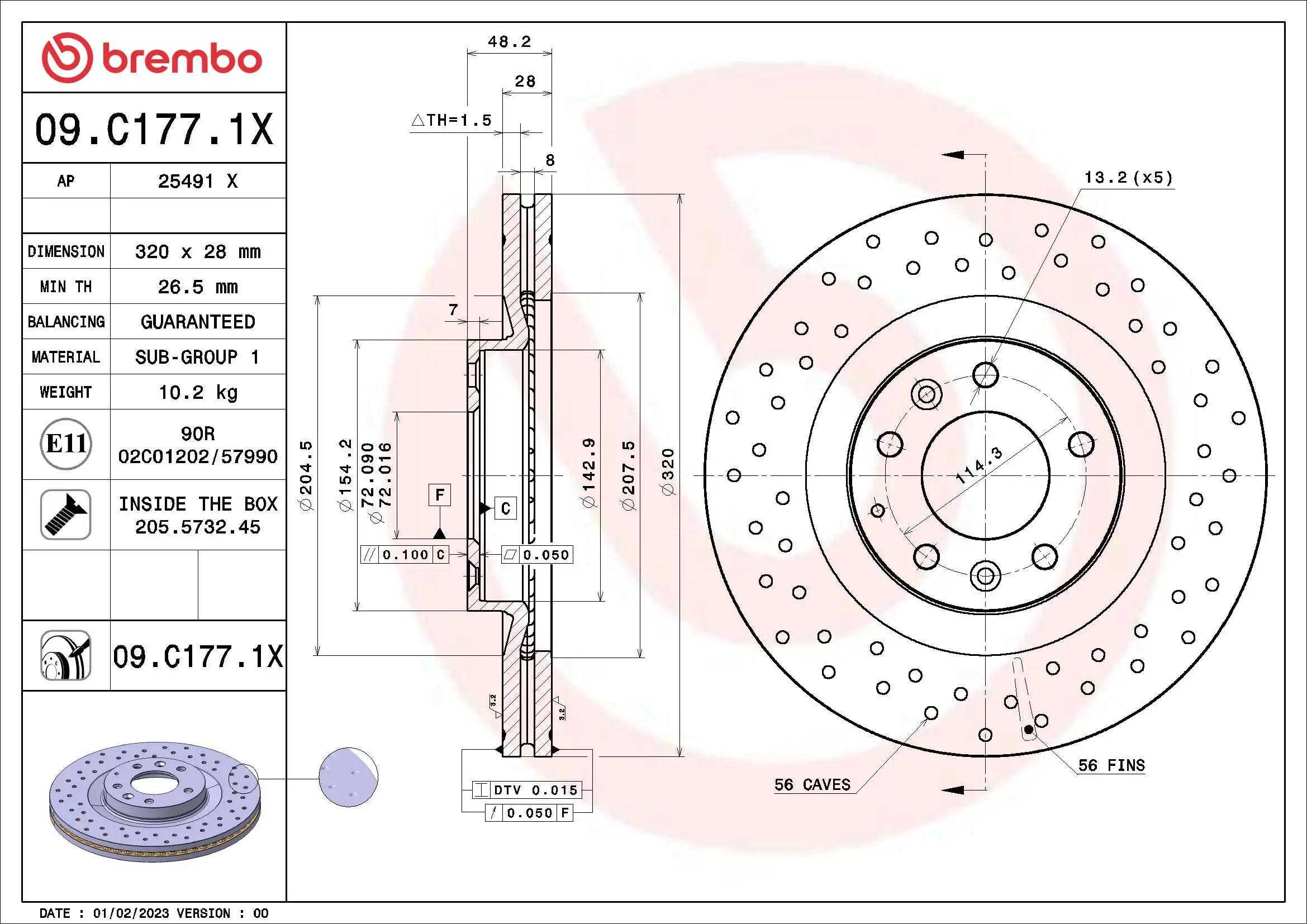 Brake Disc XTRA LINE - Xtra 09.C177.1X