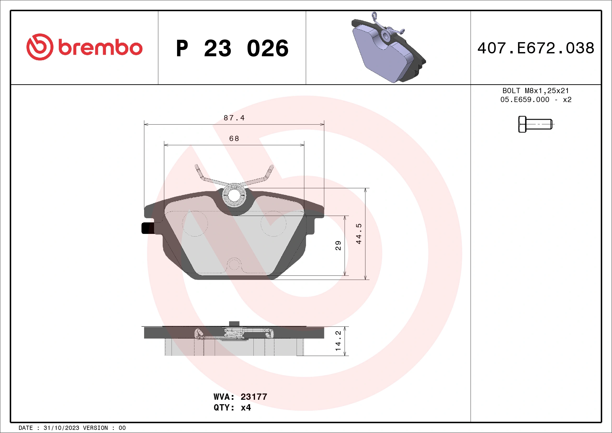Brake Pad Set, disc brake PRIME LINE P 23 026