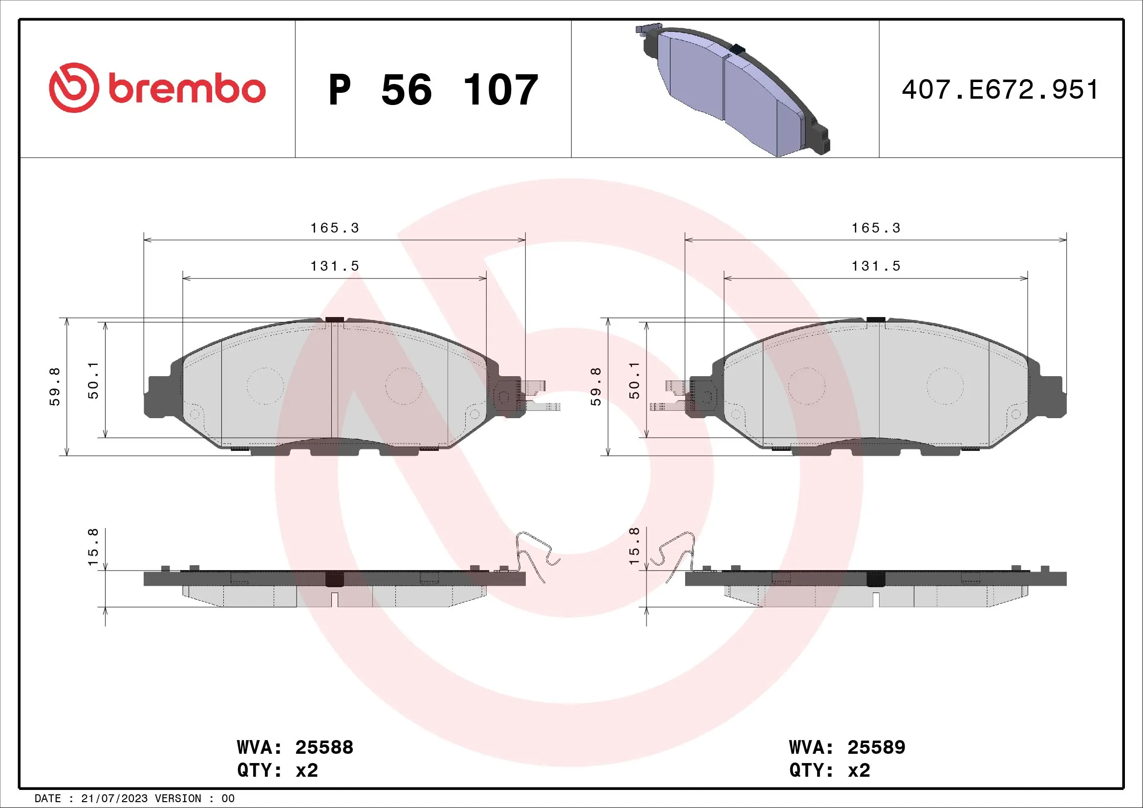 Brake Pad Set, disc brake PRIME LINE P 56 107