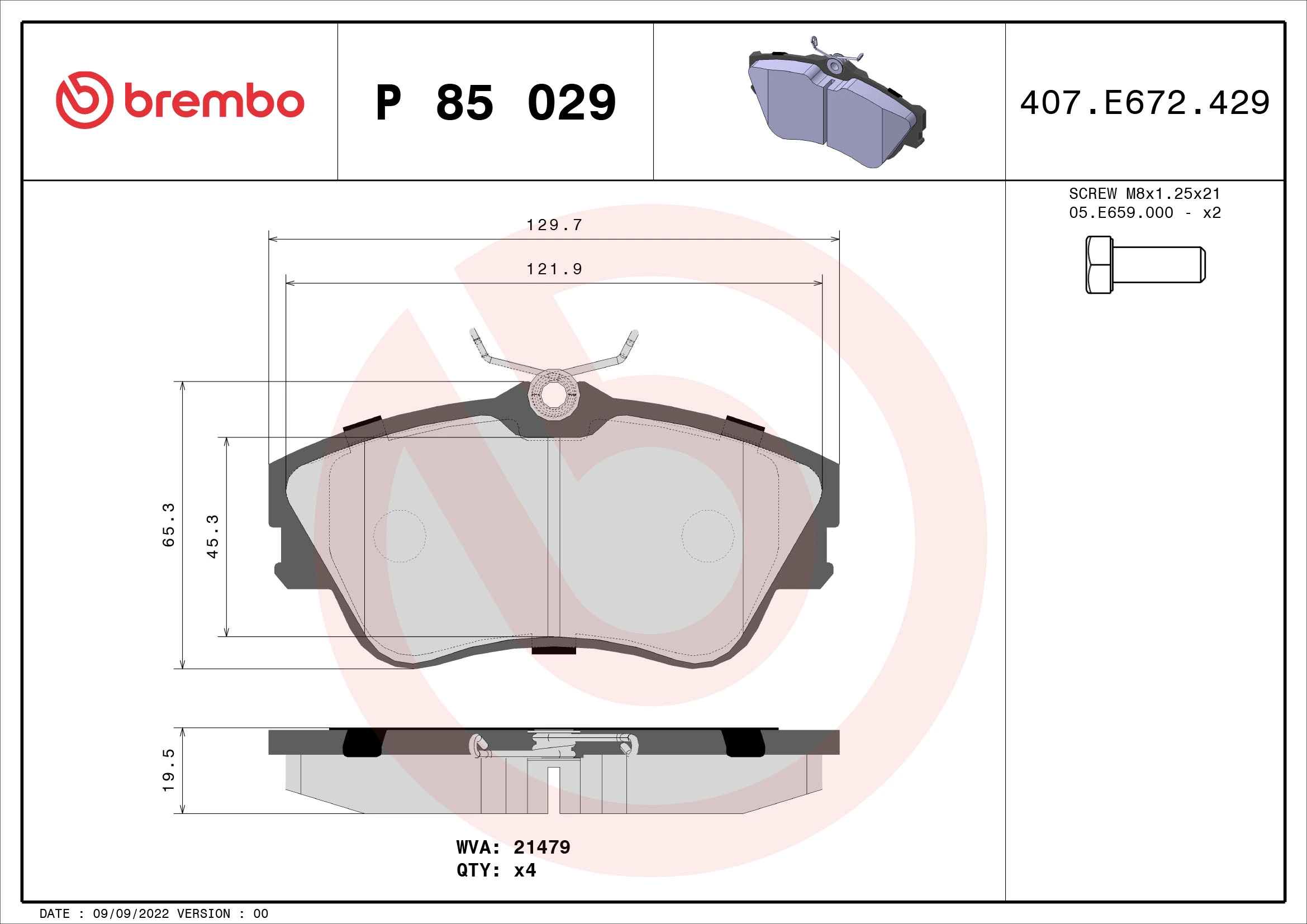 Brake Pad Set, disc brake PRIME LINE P 85 029