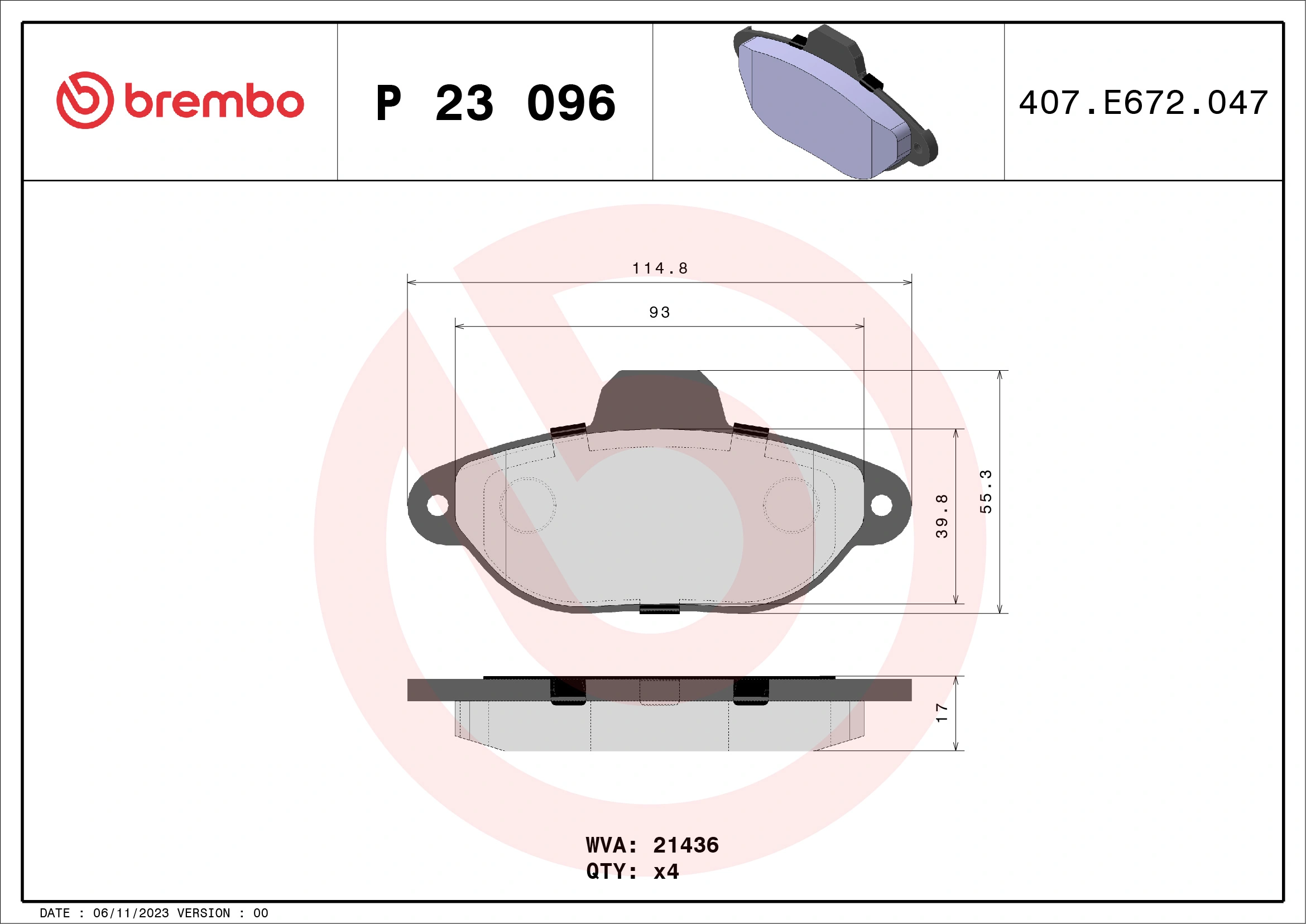 Brake Pad Set, disc brake PRIME LINE P 23 096