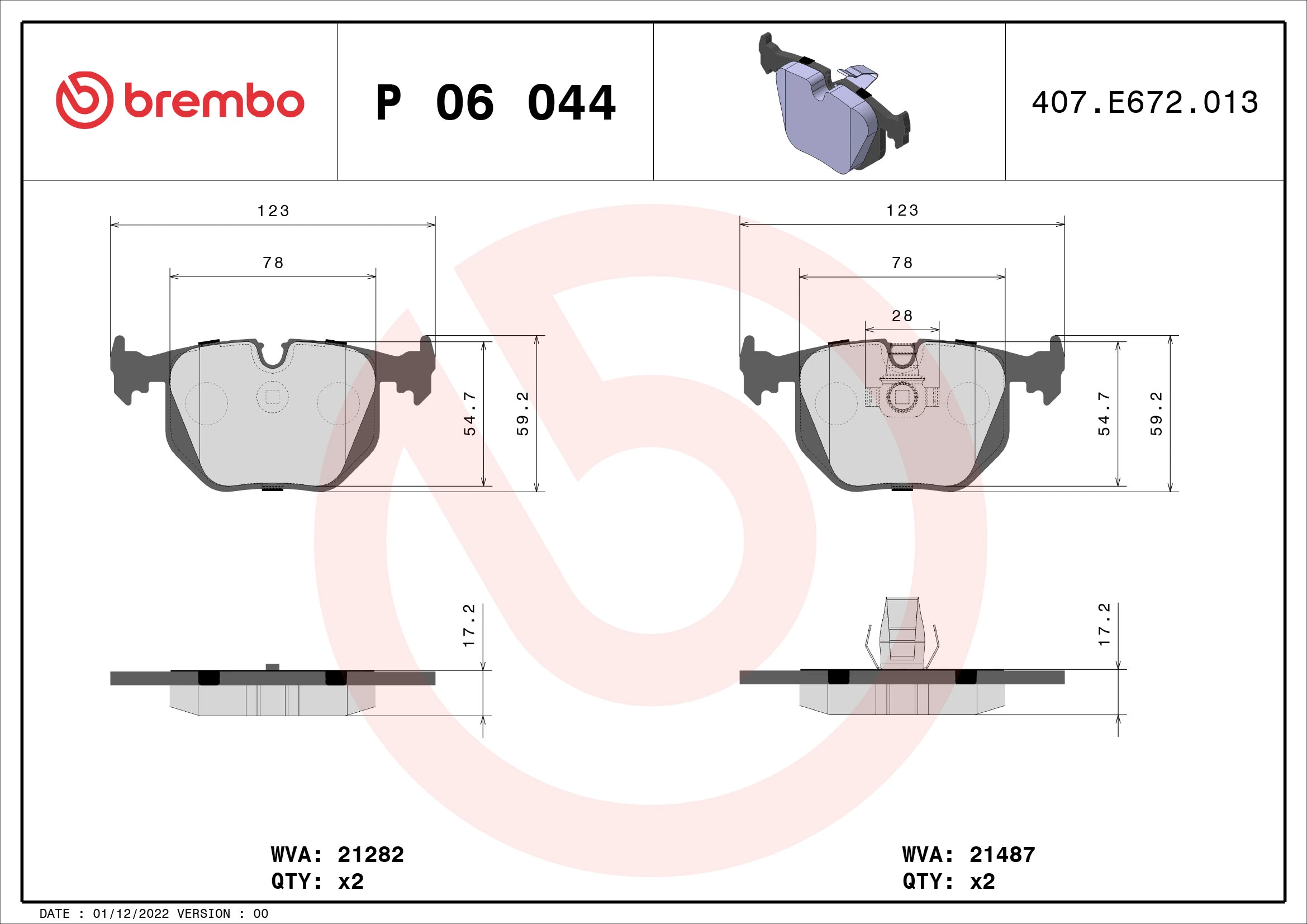 Brake Pad Set, disc brake PRIME LINE P 06 044