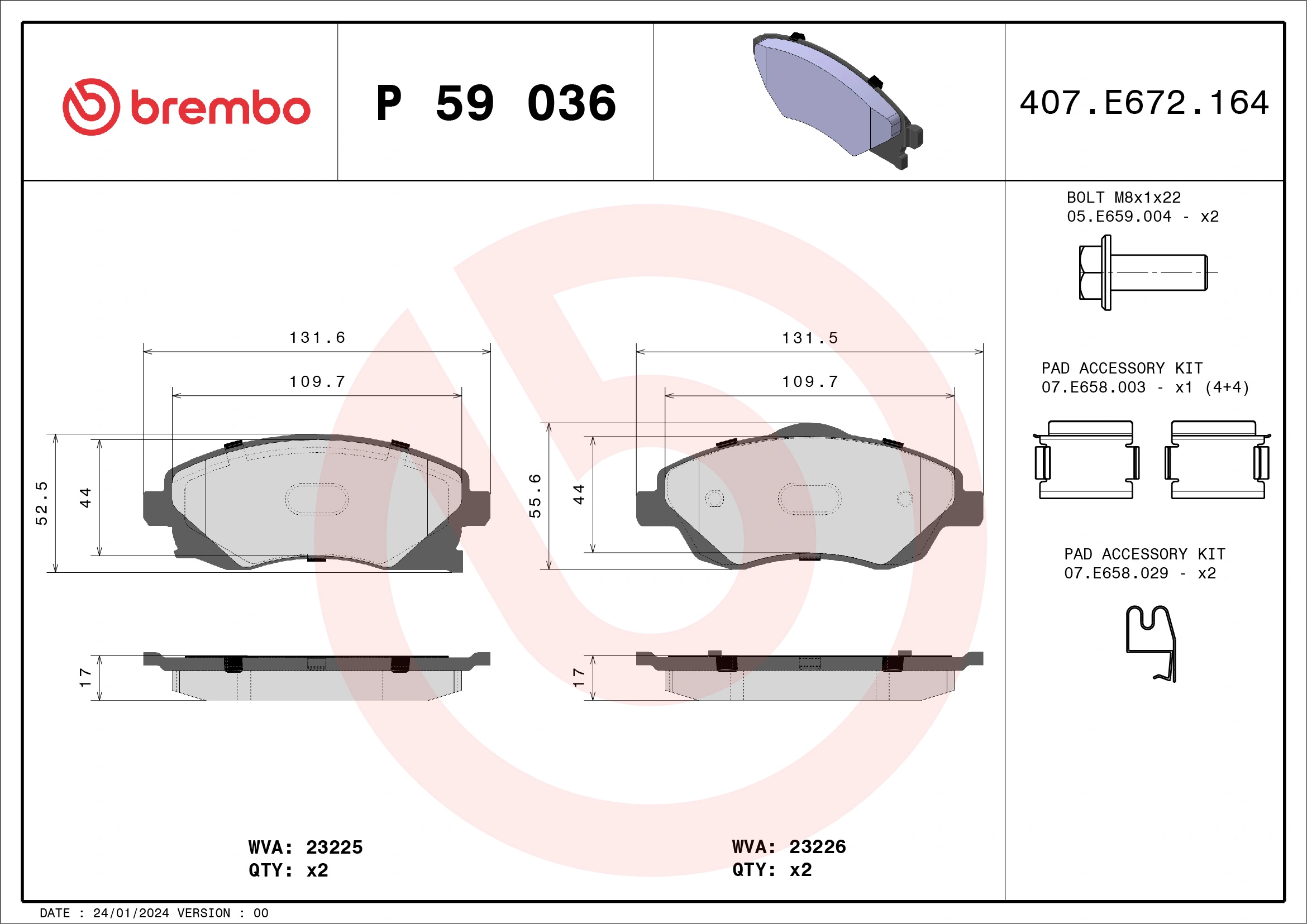 Brake Pad Set, disc brake PRIME LINE P 59 036