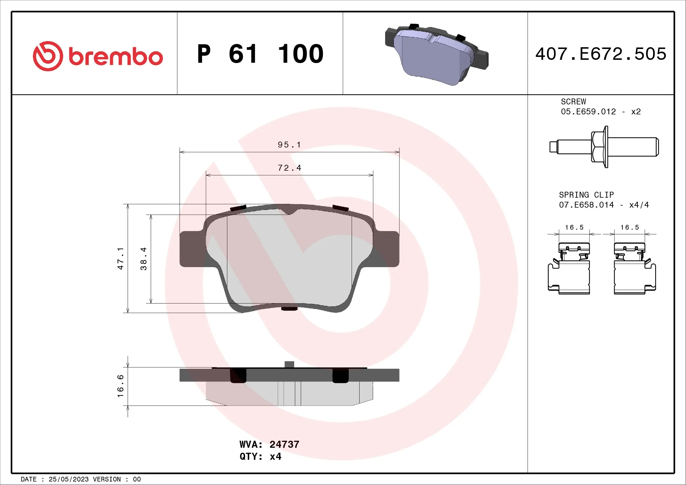 Brake Pad Set, disc brake PRIME LINE P 61 100
