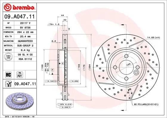 Brake Disc PRIME LINE - UV Coated 09.A047.11