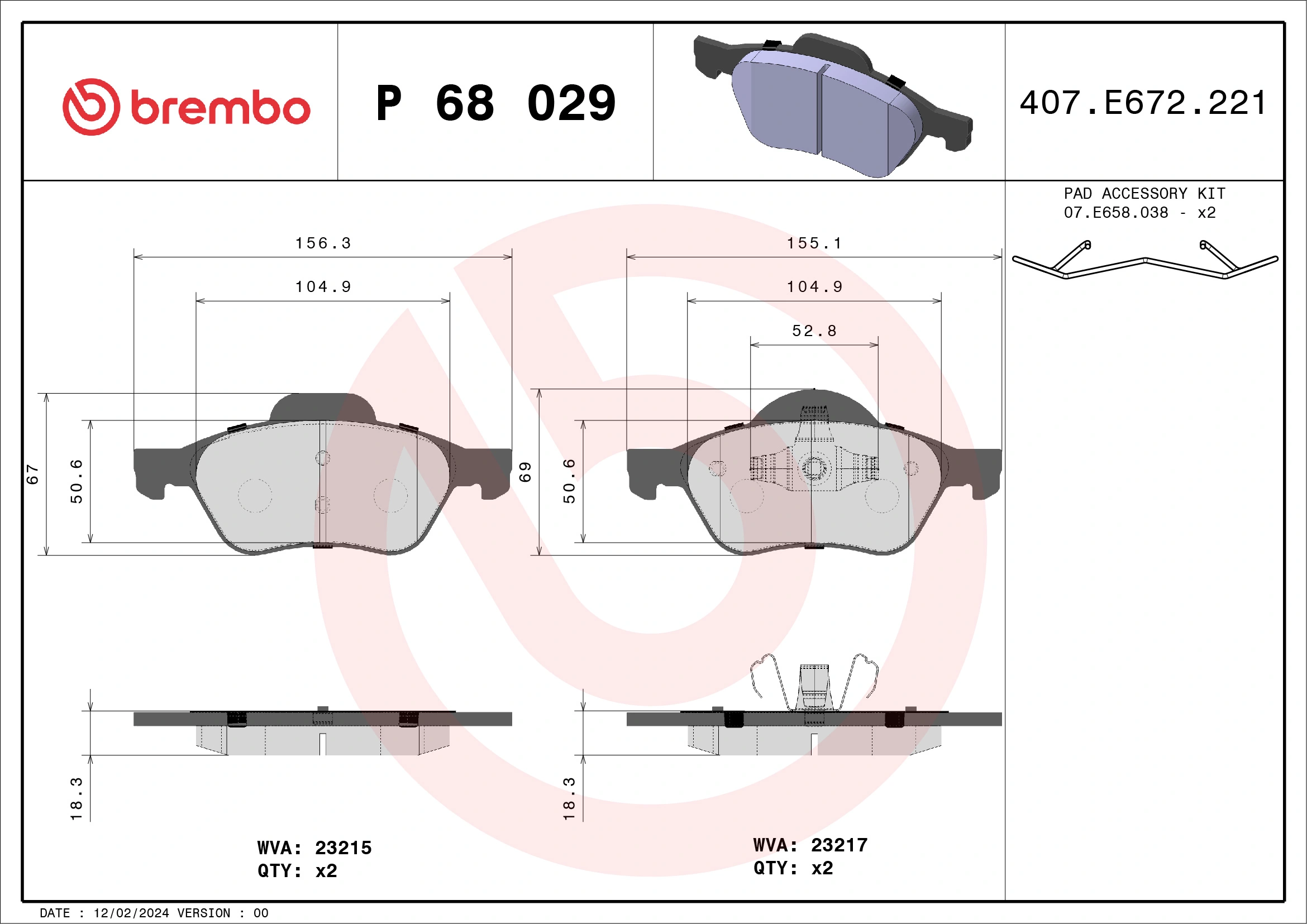 Brake Pad Set, disc brake PRIME LINE P 68 029