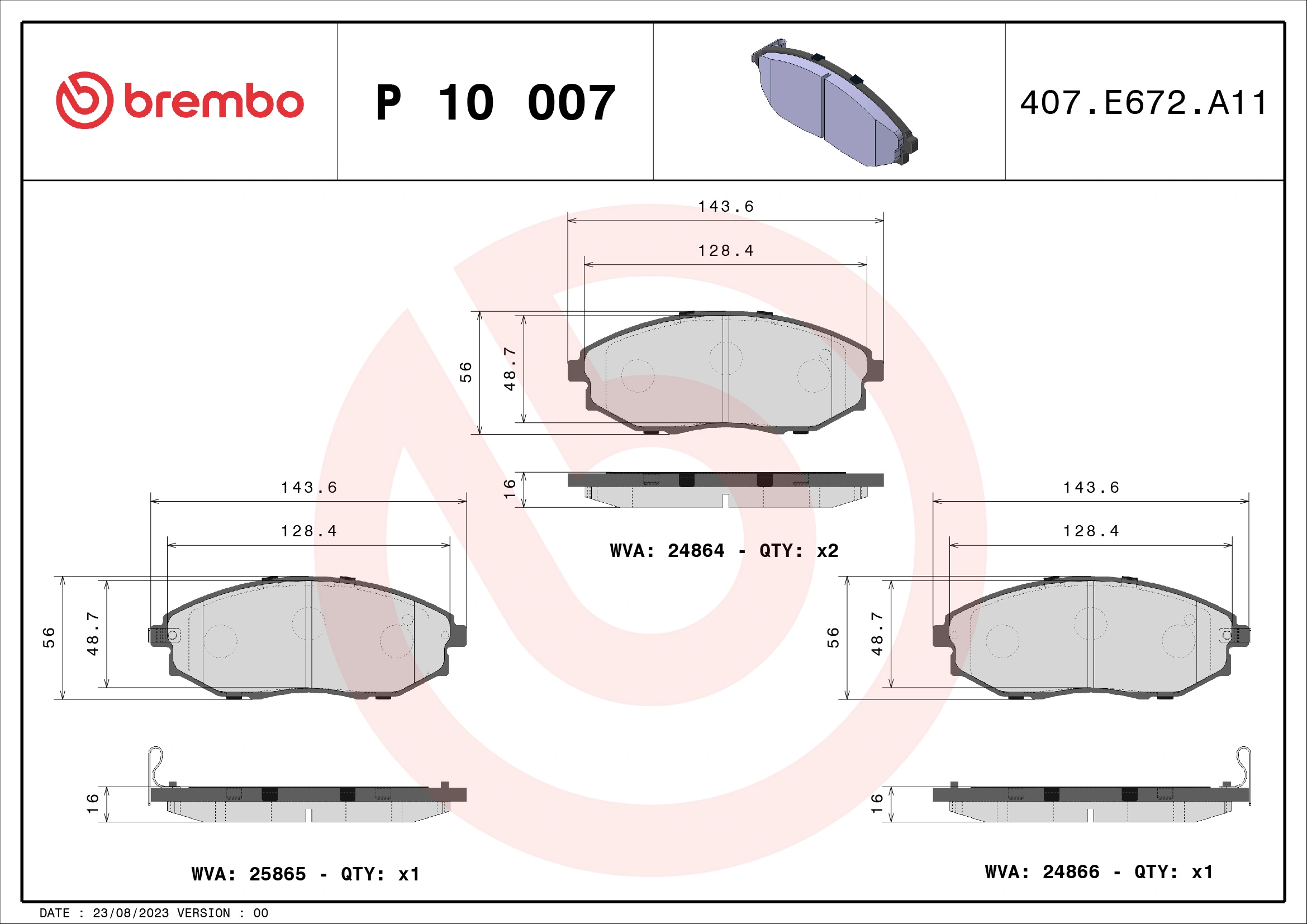 Brake Pad Set, disc brake PRIME LINE P 10 007