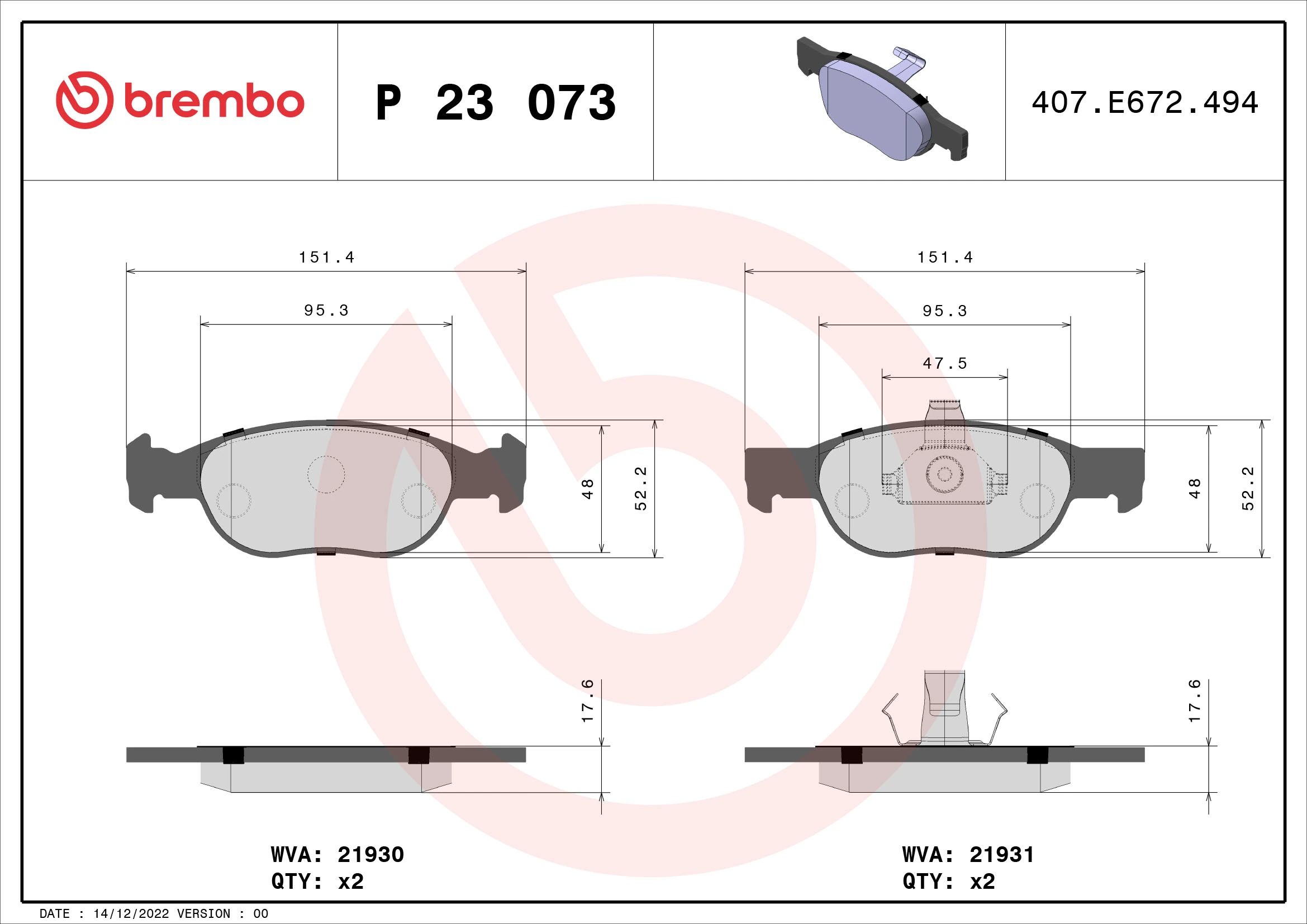 Brake Pad Set, disc brake PRIME LINE P 23 073