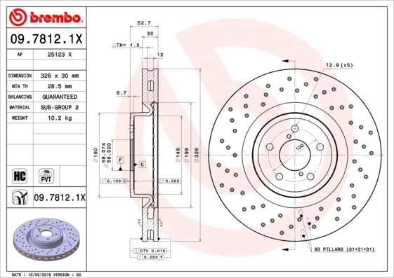 Brake Disc XTRA LINE - Xtra 09.7812.1X
