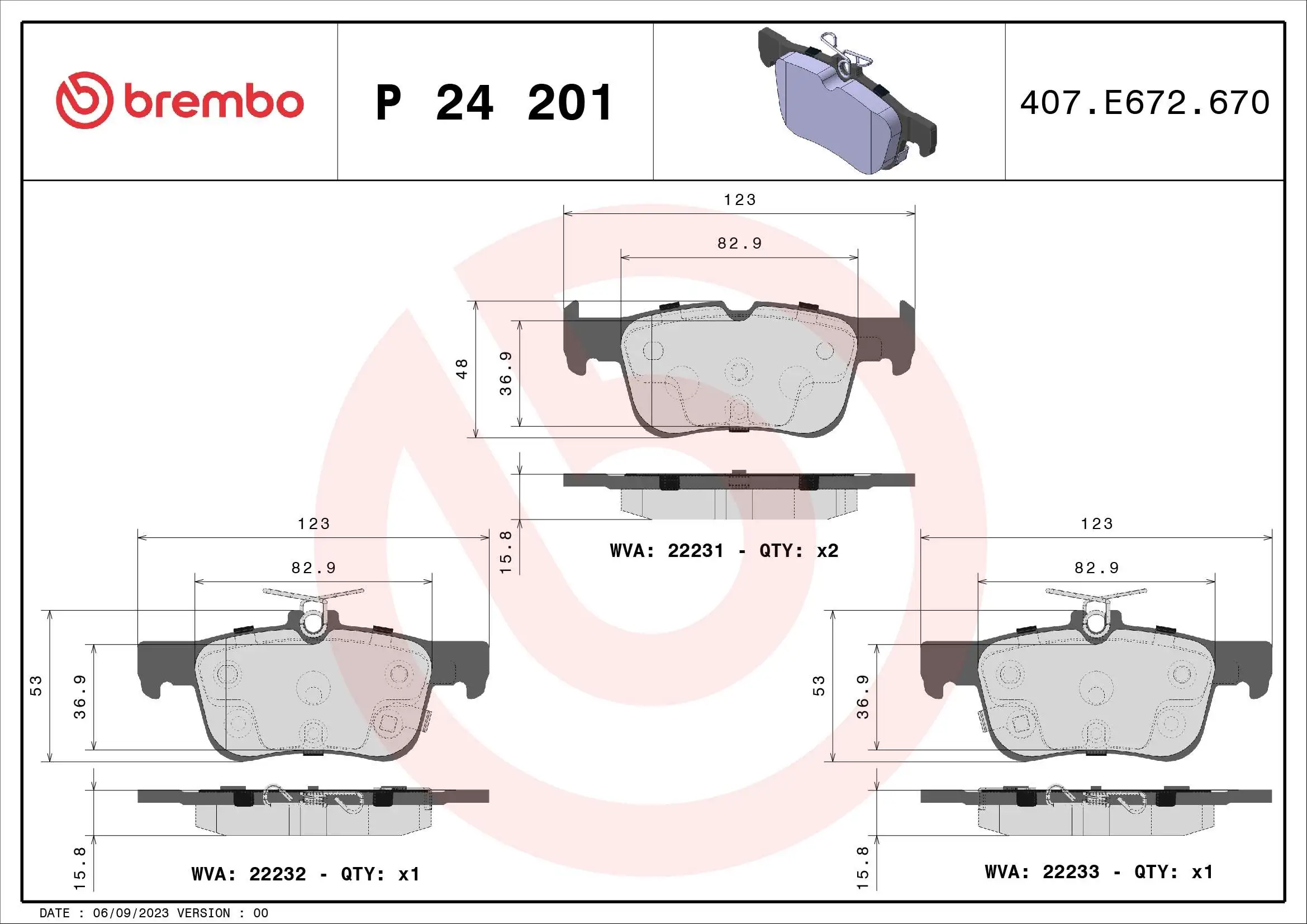 Brake Pad Set, disc brake PRIME LINE P 24 201