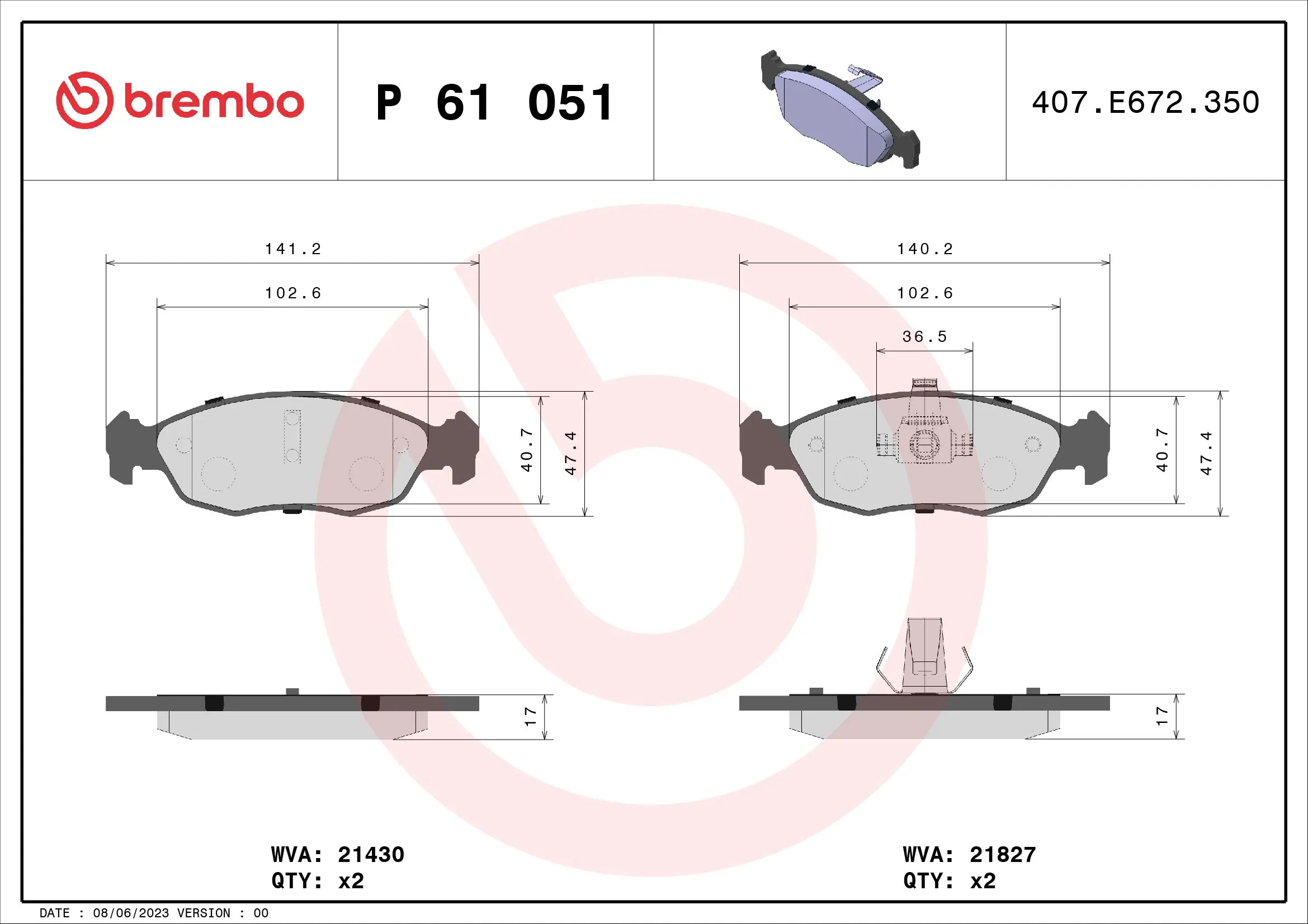 Brake Pad Set, disc brake PRIME LINE P 61 051