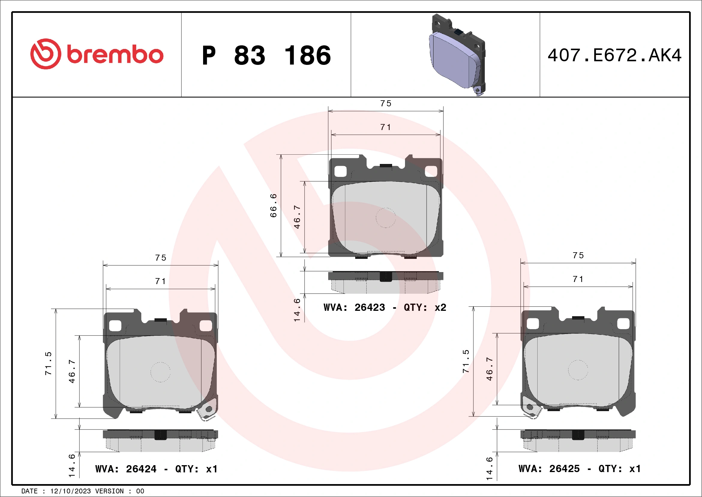 Brake Pad Set, disc brake PRIME LINE P 83 186
