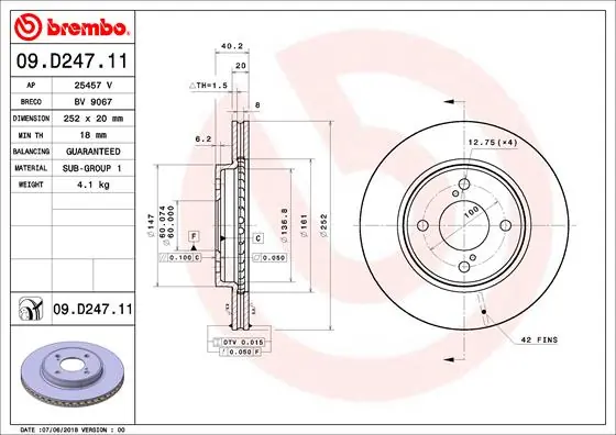 Brake Disc PRIME LINE - UV Coated 09.D247.11
