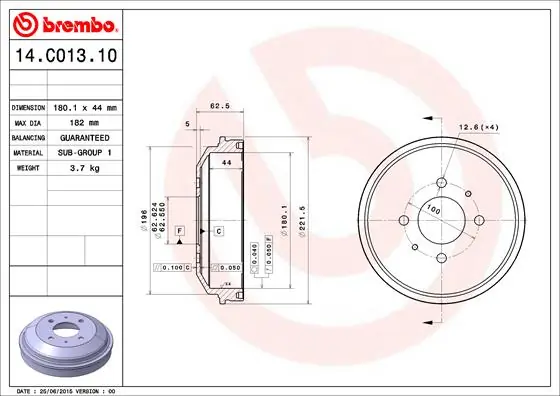 Brake Drum ESSENTIAL LINE 14.C013.10