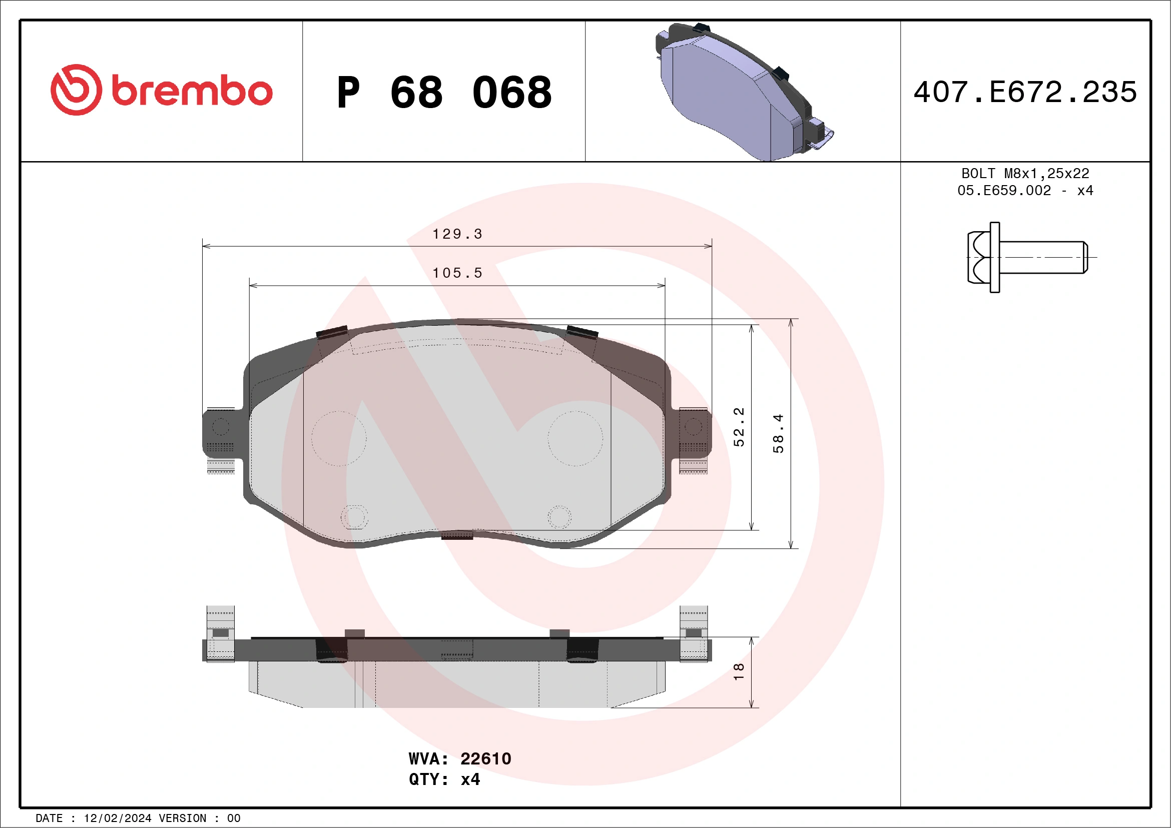 Brake Pad Set, disc brake PRIME LINE P 68 068