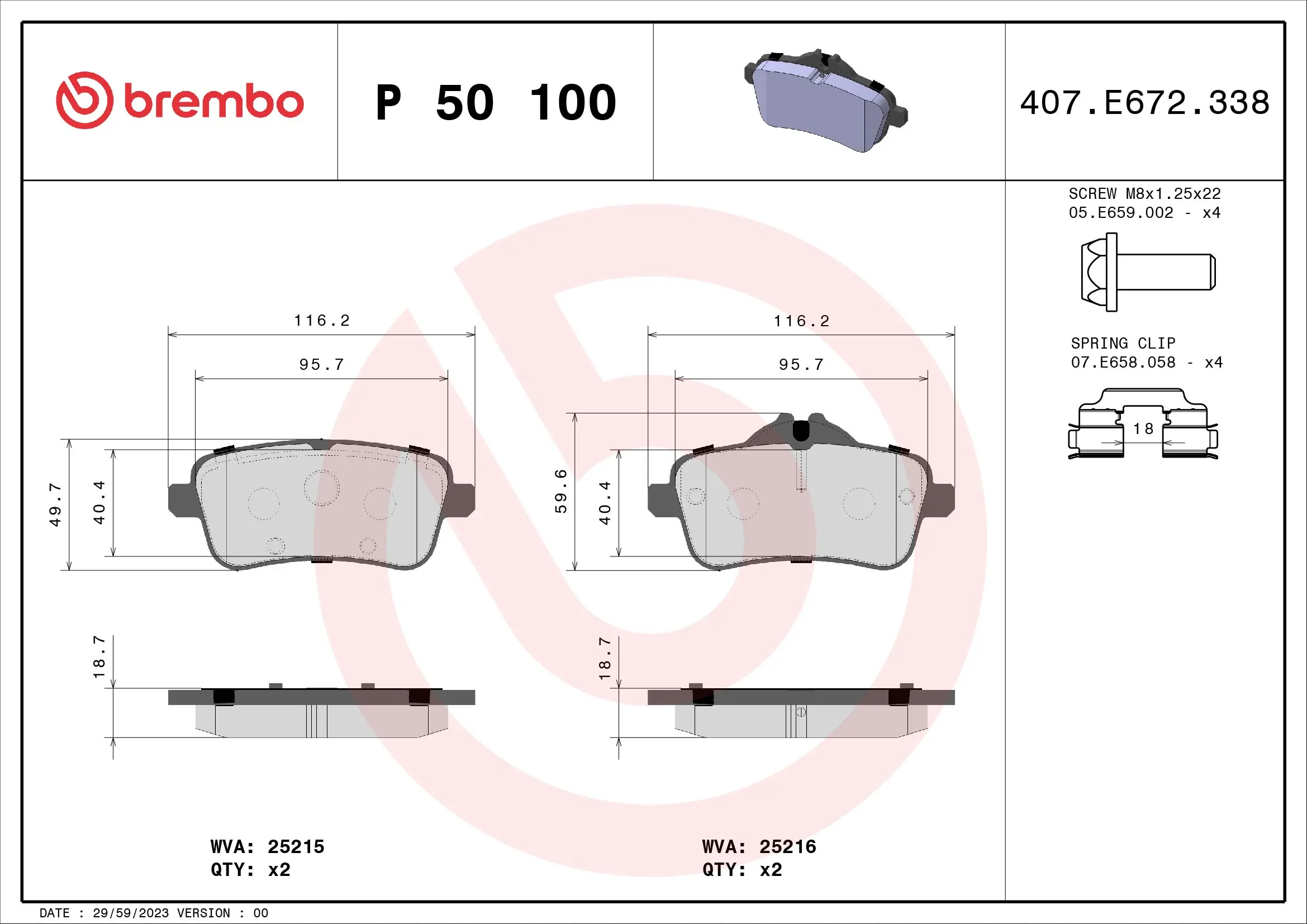 Brake Pad Set, disc brake PRIME LINE P 50 100