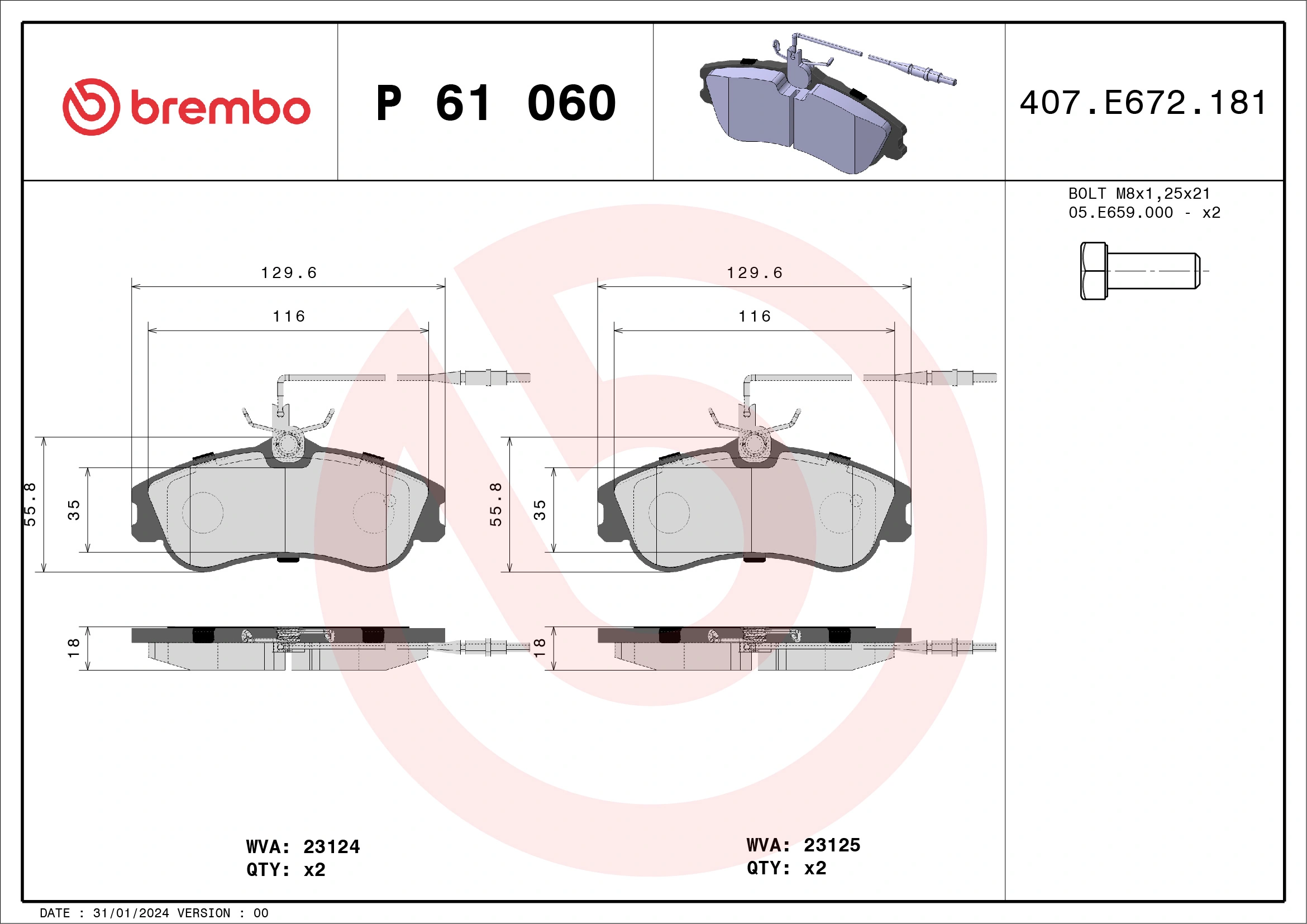 Brake Pad Set, disc brake PRIME LINE P 61 060
