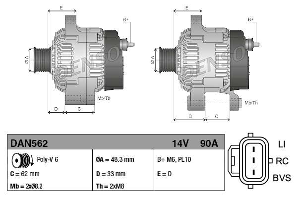 DENSO DAN562 Alternator