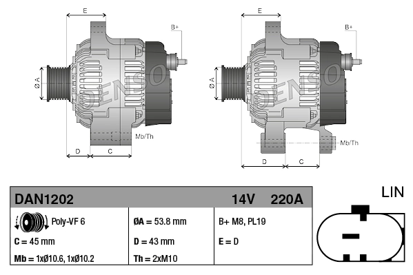 DENSO DAN1202 Alternator