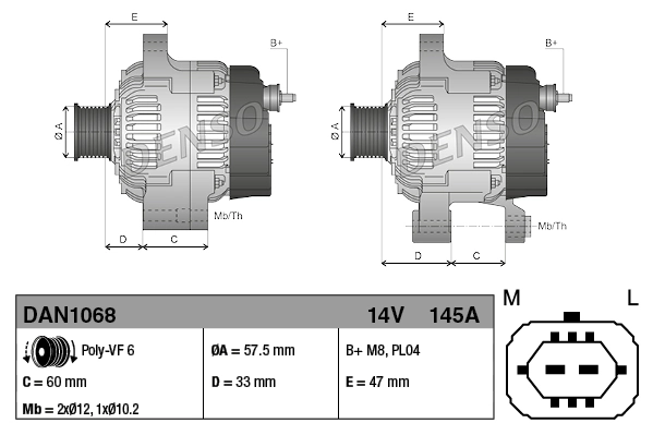 DENSO DAN1068 Alternator