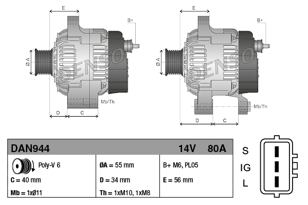 DENSO DAN944 Alternator