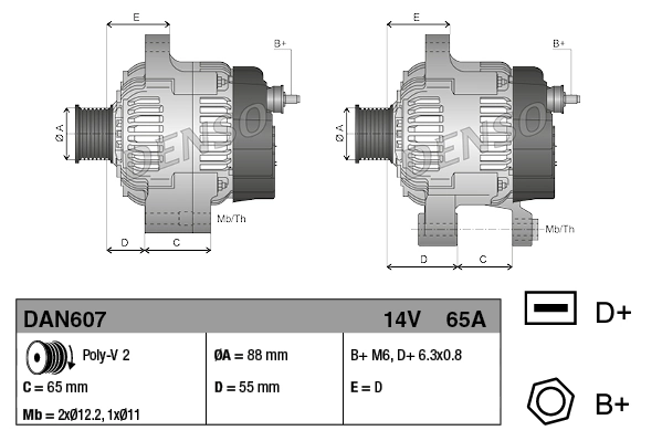 DENSO DAN607 Alternator