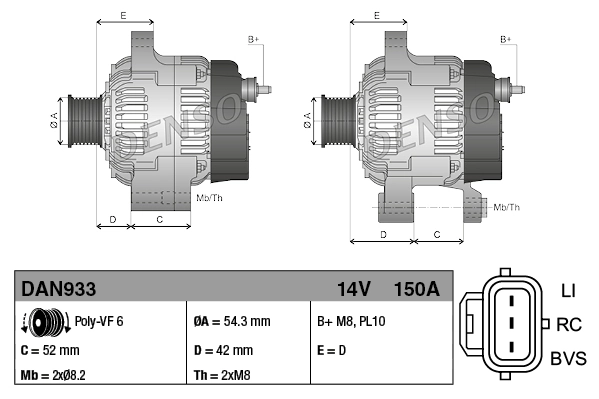 DENSO DAN933 Alternator