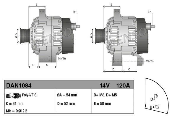 DENSO DAN1084 Alternator