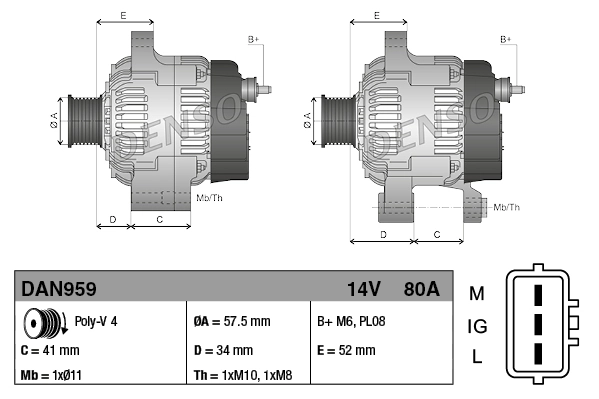 DENSO DAN959 Alternator