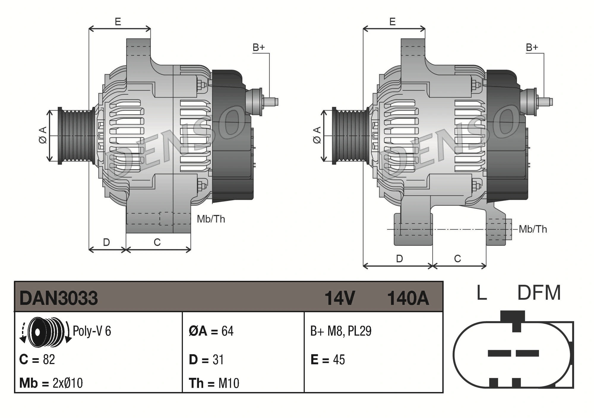 DENSO DAN3033 Alternator