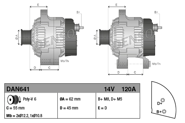DENSO DAN641 Alternator