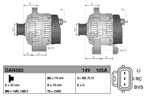 DENSO DAN582 Alternator