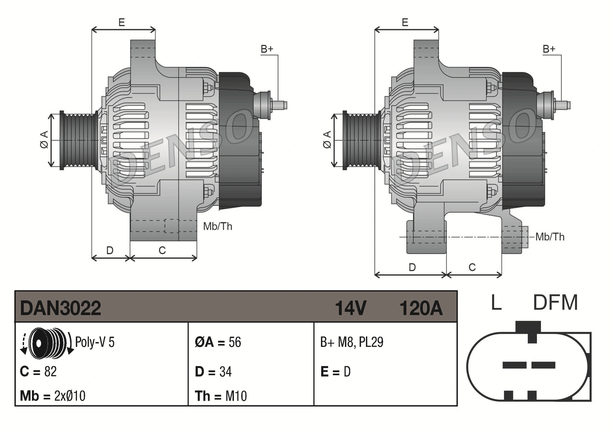 DENSO DAN3022 Alternator