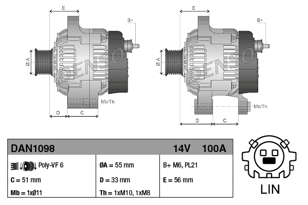 Alternator DAN1098