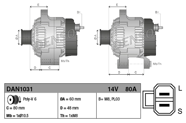 DENSO DAN1031 Alternator