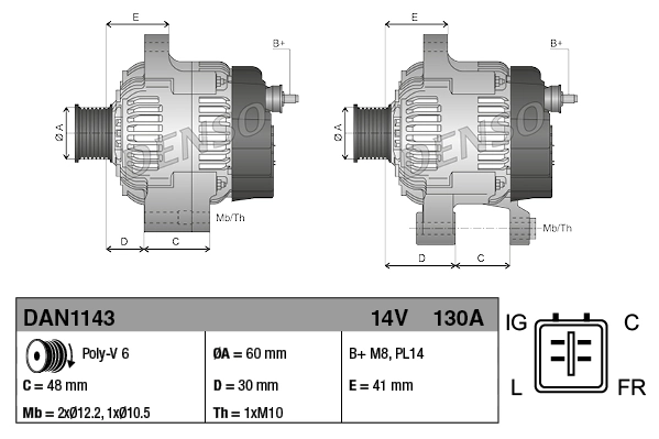 DENSO DAN1143 Alternator