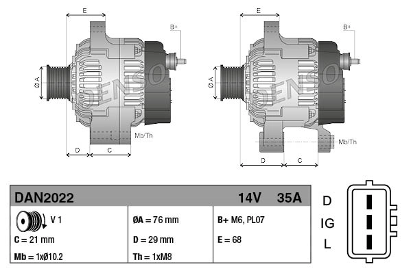 DENSO DAN2022 Alternator