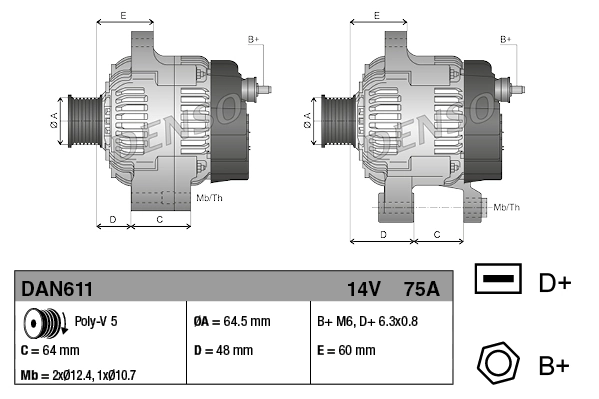DENSO DAN611 Alternator