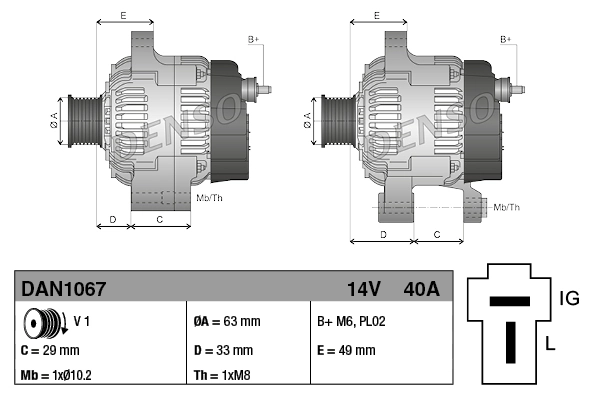 DENSO DAN1067 Alternator
