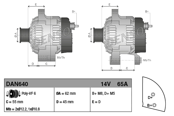 DENSO DAN640 Alternator