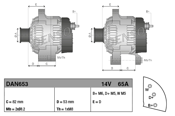 DENSO DAN653 Alternator