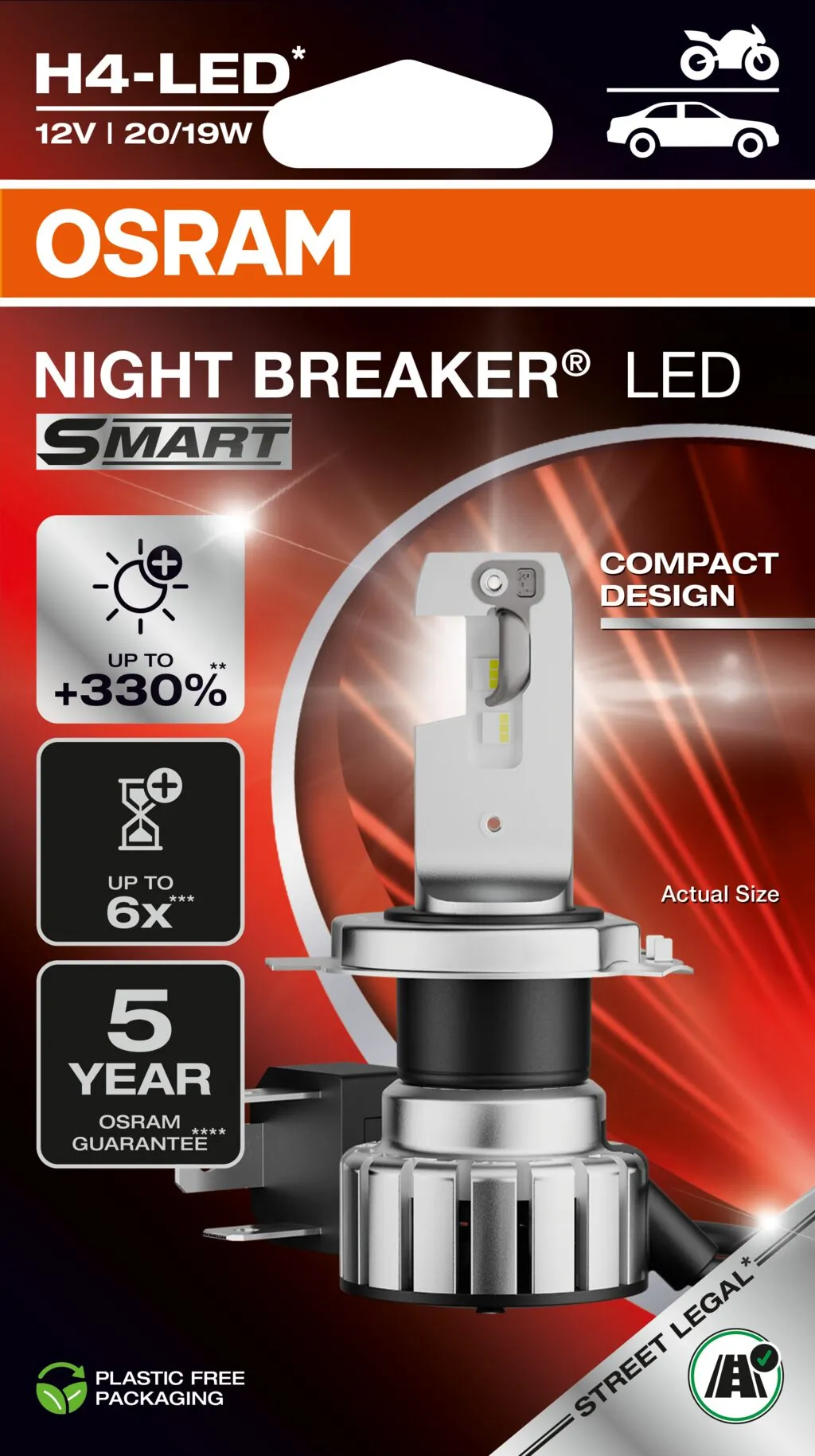 Bulb, spotlight NIGHT BREAKER® LED SMART H4 64193DWNBSM-1HB