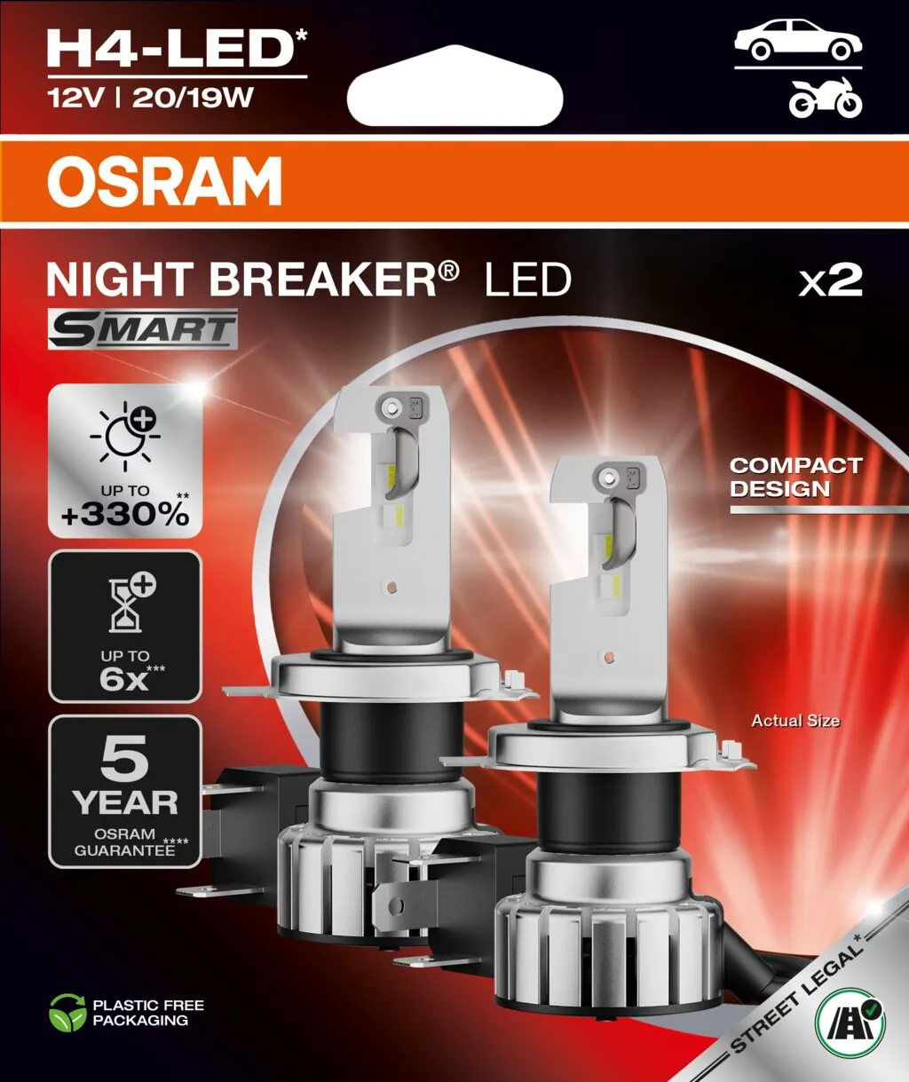 전구, 상향등 NIGHT BREAKER® LED SMART H4 64193DWNBSM-2HB