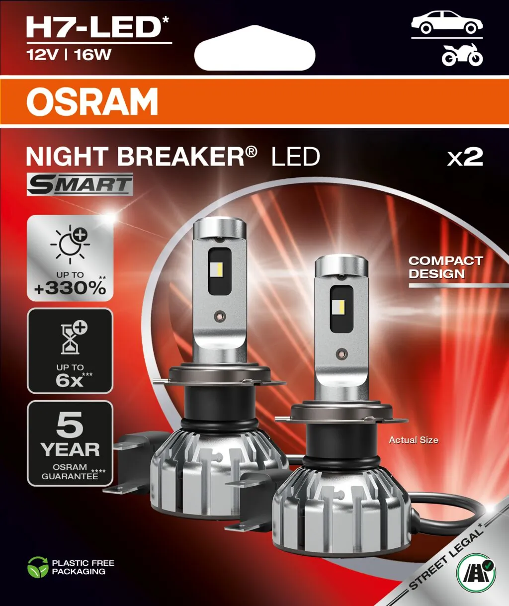 Lampu Pijar, Lampu Tinggi NIGHT BREAKER® LED SMART H7 64210DWNBSM-2HB