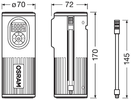 ams-OSRAM OTIR2000 Compressed-air Tyre Pressure Gauge/Inflator