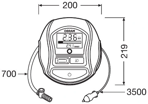 ams-OSRAM OTI1000 Compressed-air Tyre Pressure Gauge/Inflator